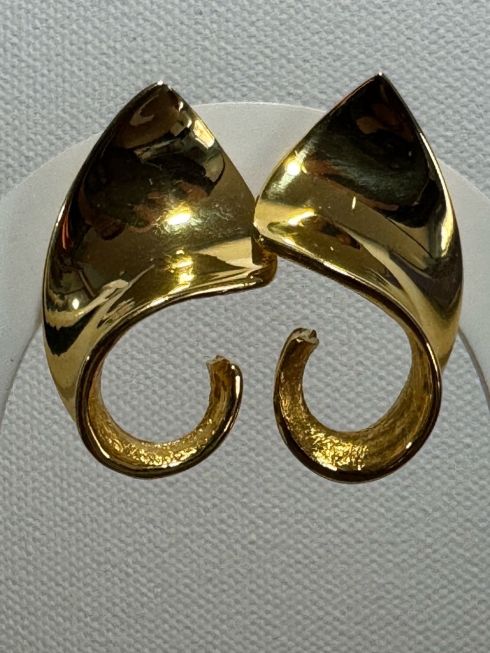 Gold Tone Sculptural Wave Earrings - Women Jewelry Marked A.S.